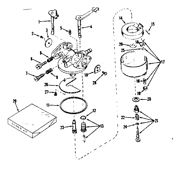 Carburetor Diagram and Parts List for 143531082  Craftsman Engine