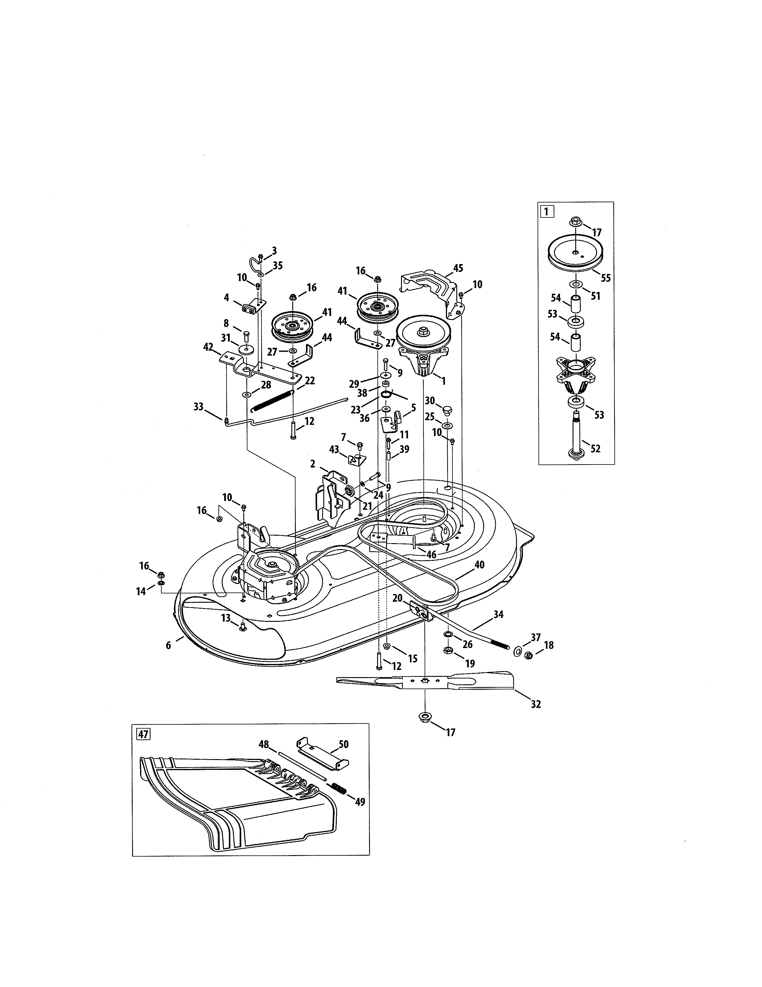 Mower Deck/spindle Pulley Diagram and Parts List for 24728881  Craftsman Lawn Tractor