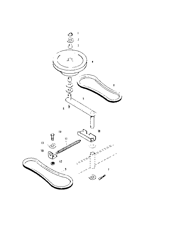 Pulley Assembly Diagram and Parts List for 53681360  Craftsman Lawn Mower