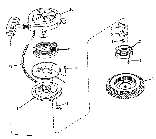 Rewind Starter Diagram and Parts List for 143524081  Craftsman Engine