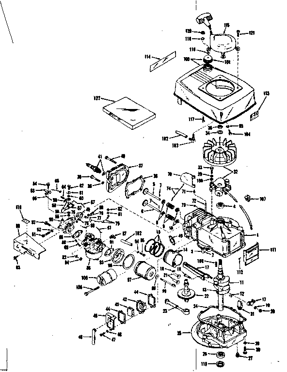 Basic Engine Diagram and Parts List for 14342202  Craftsman Engine