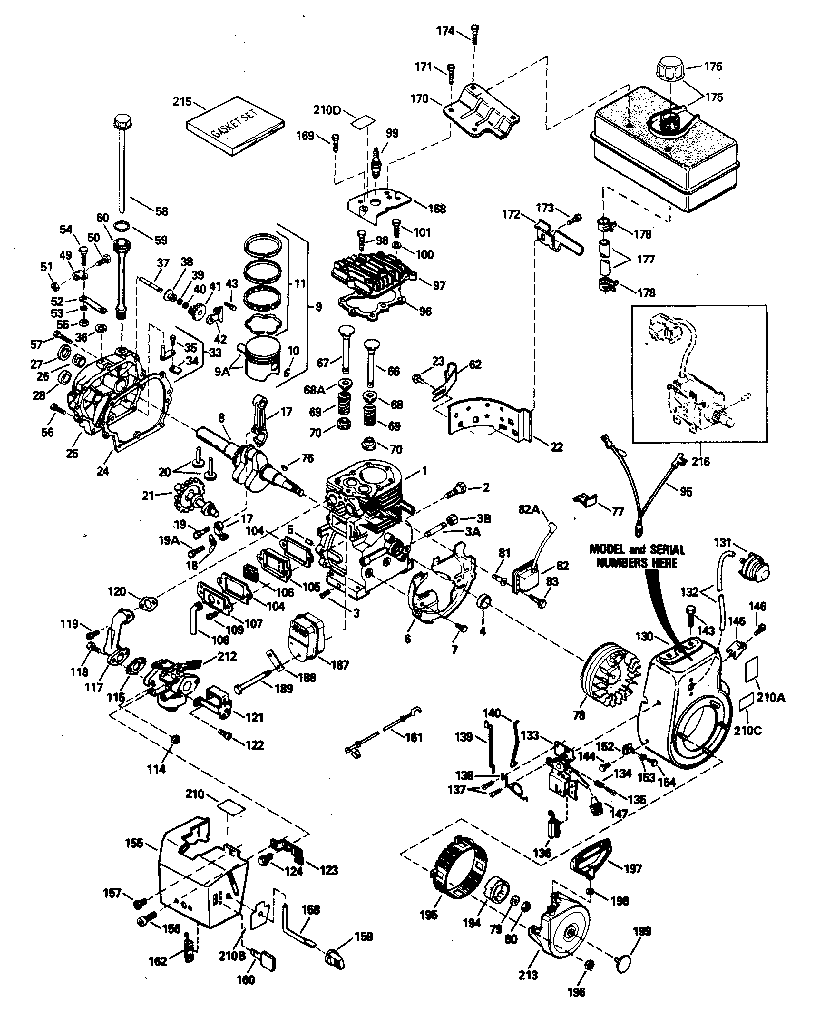 Replacement Parts Diagram and Parts List for 143796082  Craftsman Engine