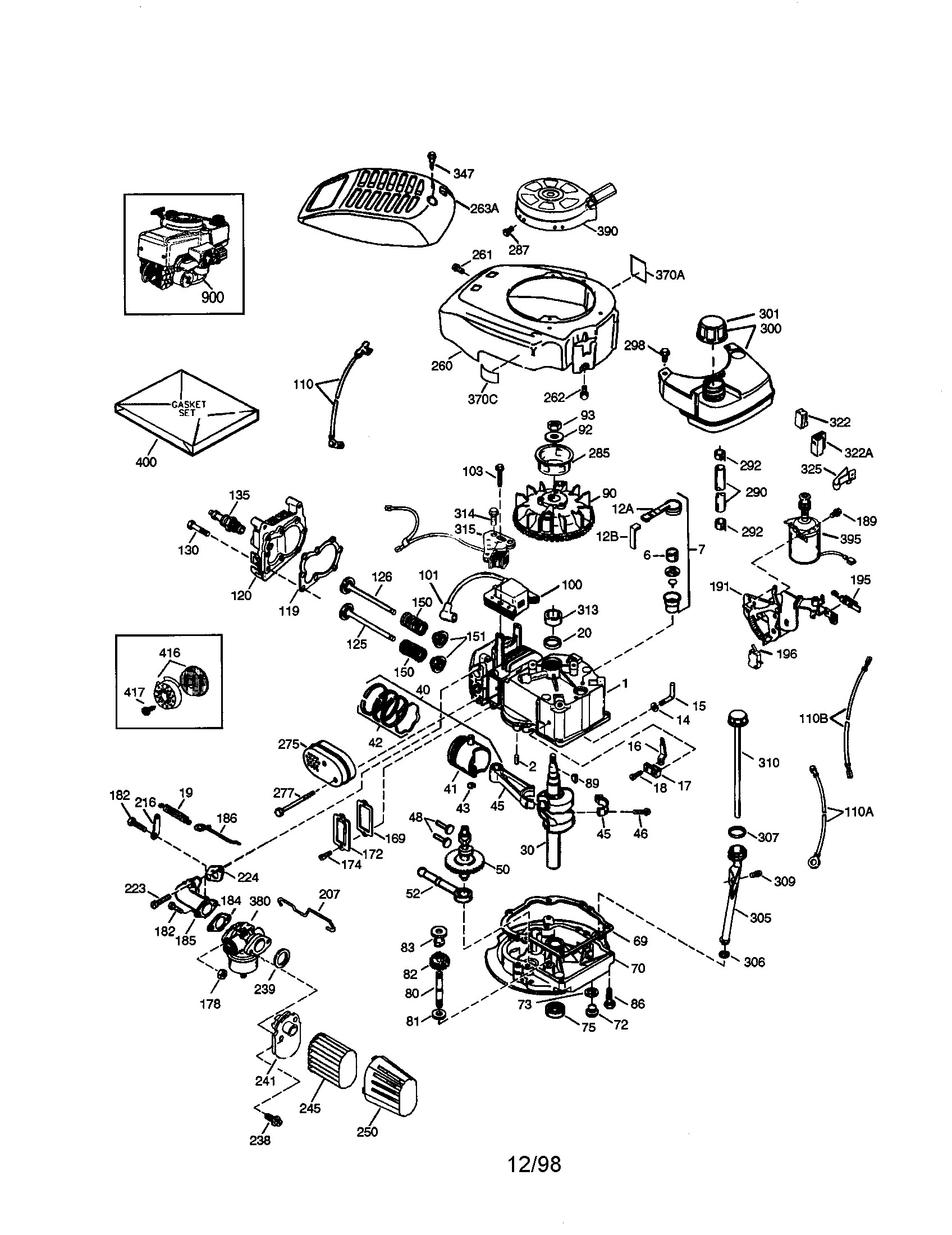 Craftsman 4-cycle Engine Diagram and Parts List for 143996520  Craftsman Engine