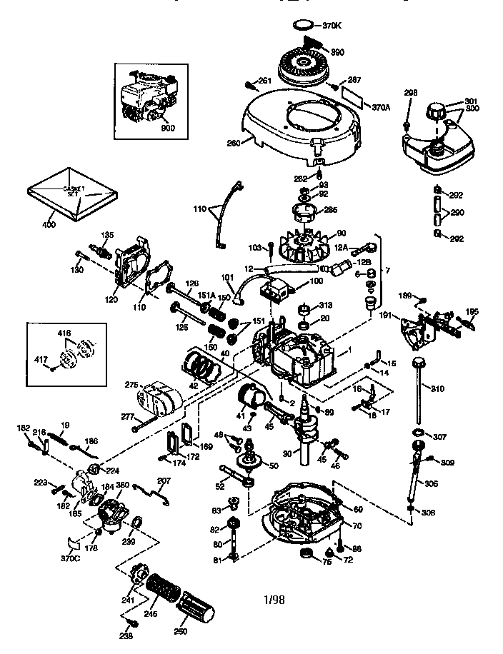 Replacement Parts Diagram and Parts List for 143984508  Craftsman Engine