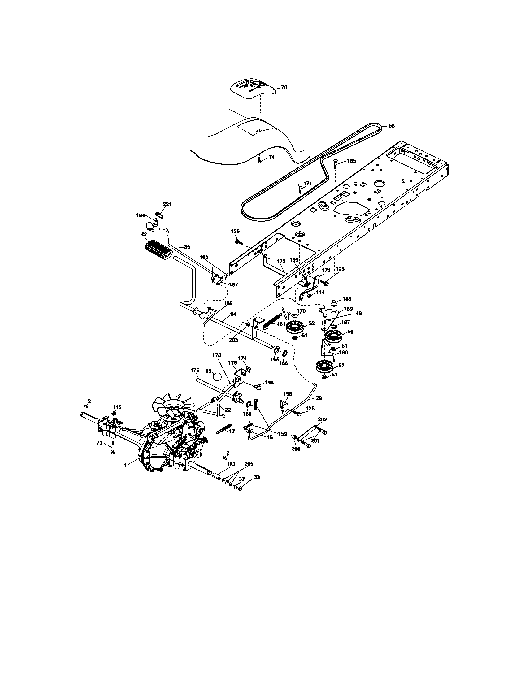 Ground Drive Diagram and Parts List for 917276641  Craftsman Lawn Tractor