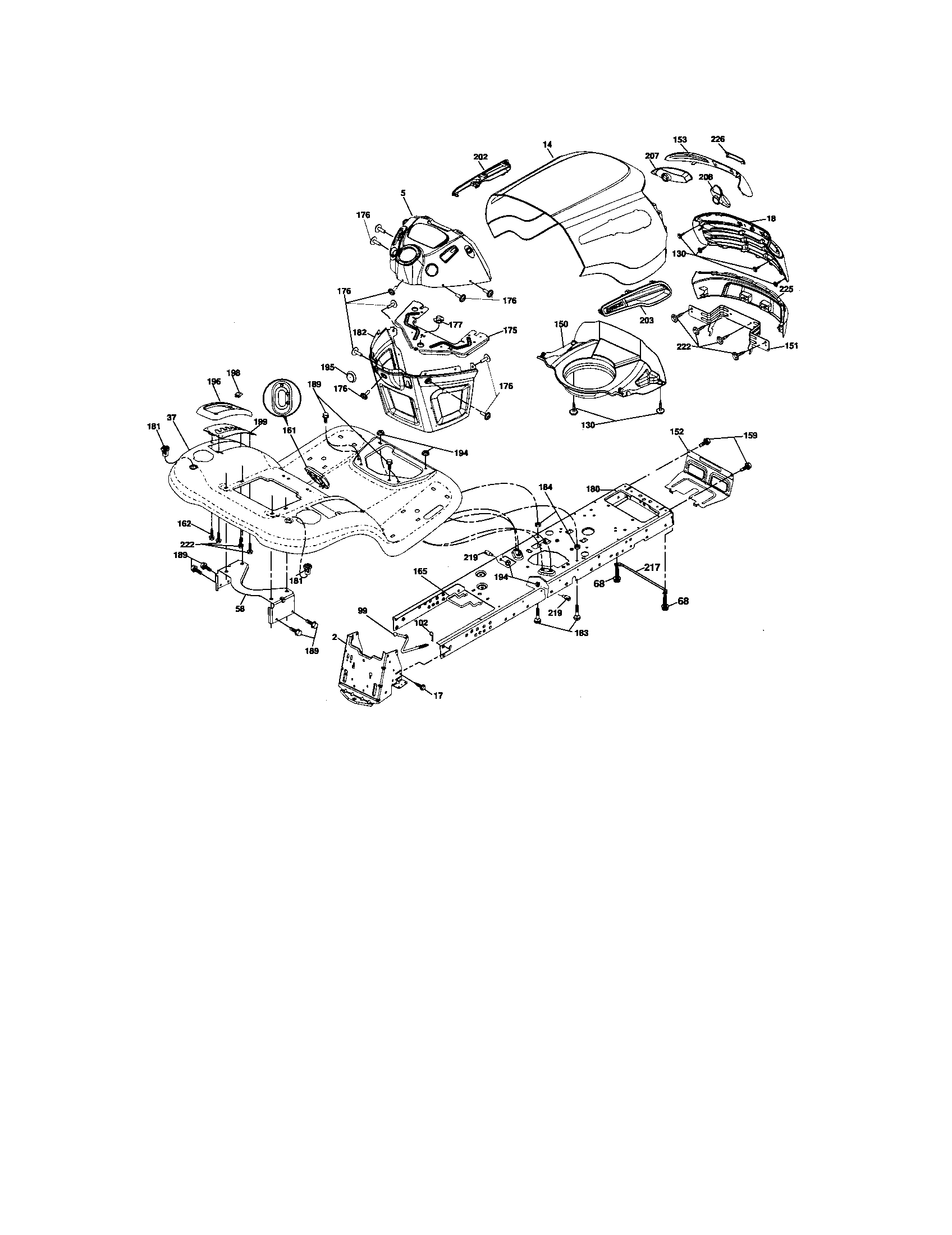 Chassis And Enclosures Diagram and Parts List for 917276861  Craftsman Lawn Tractor