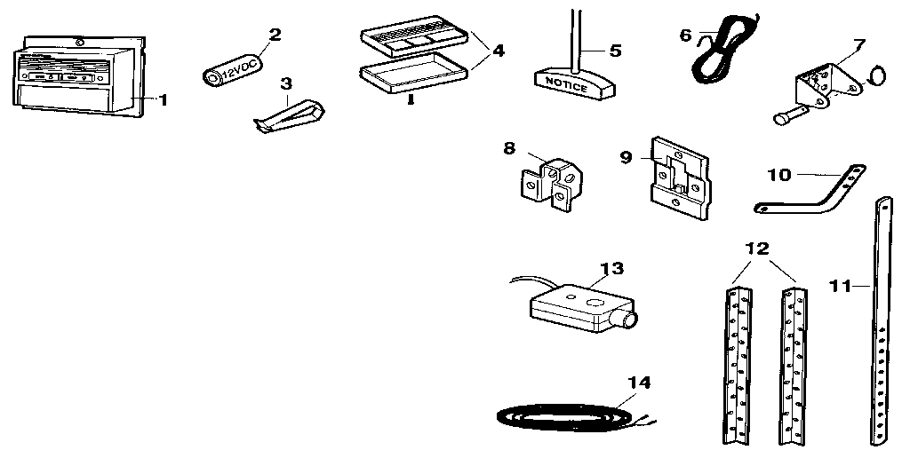 Installation Diagram and Parts List for 13953525  Craftsman Garage Door Opener