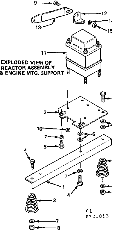 Reactor Assembly And Engine Mtg. Support Diagram and Parts List for 580321813  Craftsman Engine