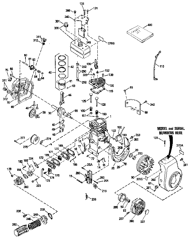 Replacement Parts Diagram and Parts List for 143824012  Craftsman Engine