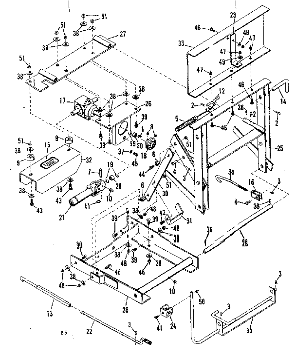 Main Frame Diagram and Parts List for 84226519  Craftsman Snow Blower