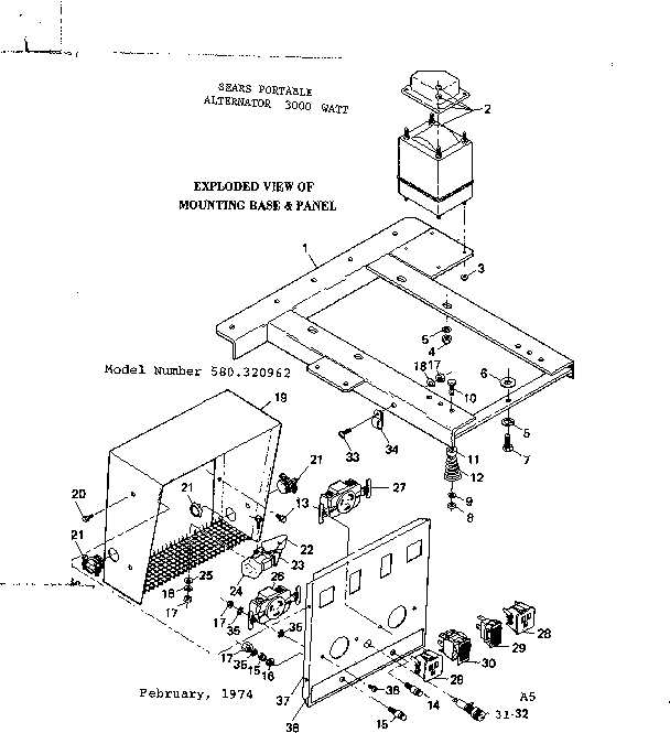 Mounting Base & Panel Diagram and Parts List for 580320962  Craftsman Engine