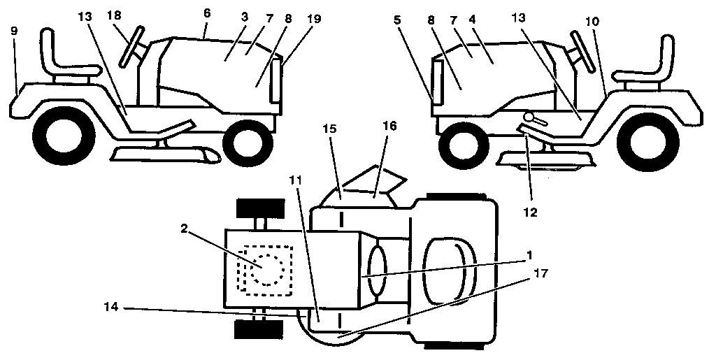 Decals Diagram and Parts List for 917257290  Craftsman Lawn Tractor
