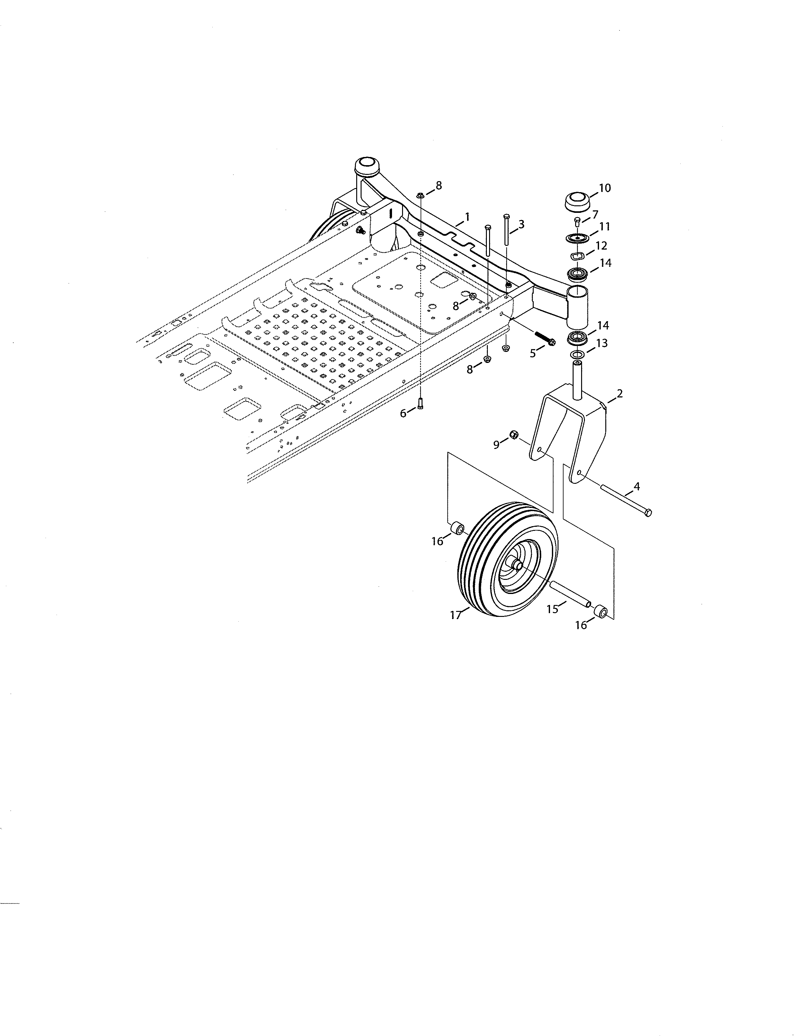 Wheel Assembly Diagram and Parts List for 247204190  Craftsman Engine