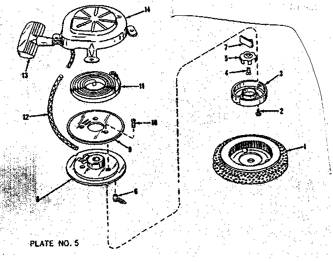 Rewind Starter No. 590358 Diagram and Parts List for 143122252  Craftsman Engine