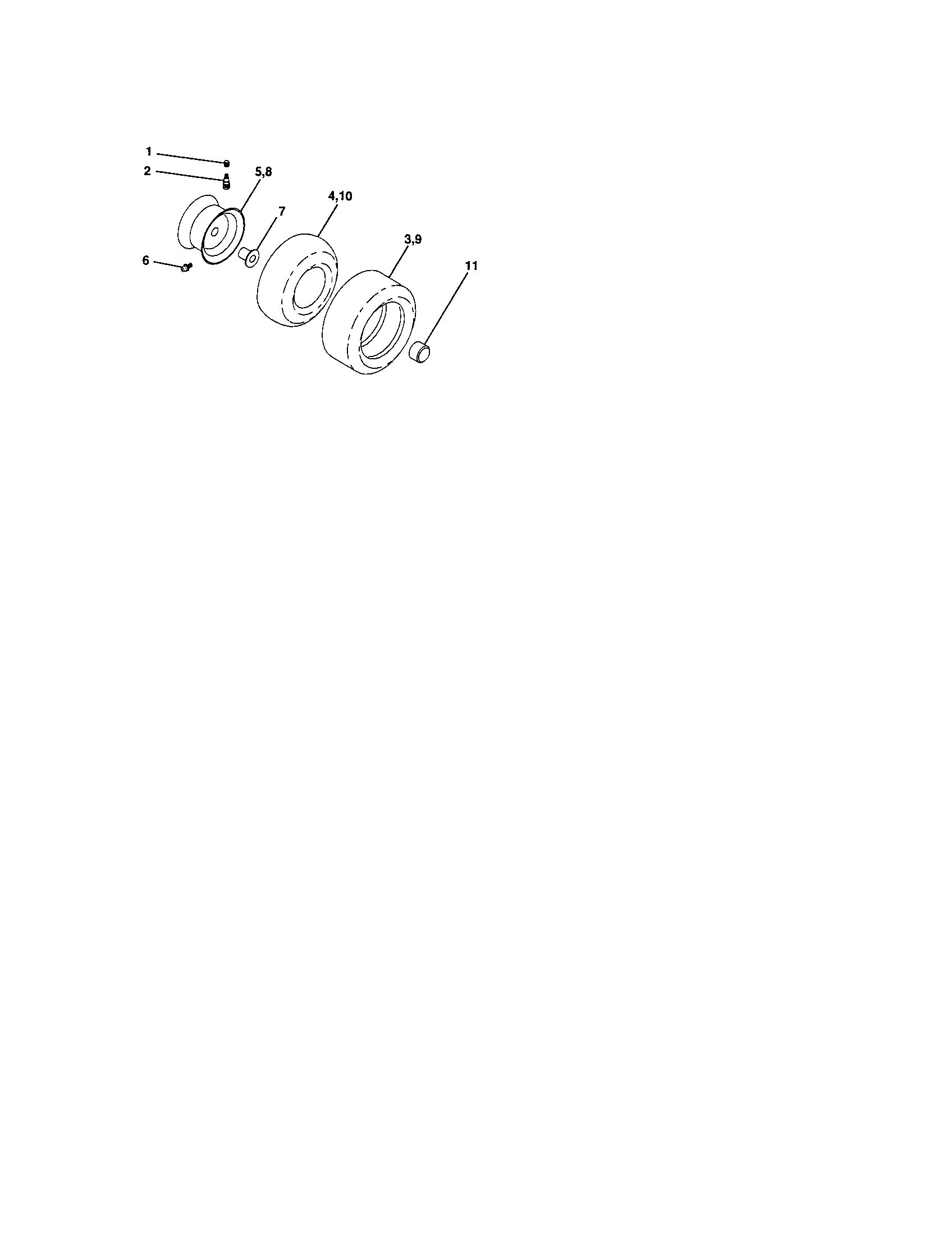 Wheels And Tires Diagram and Parts List for 917287031  Craftsman Lawn Tractor