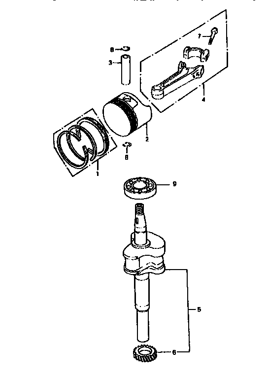 Crankshaft Diagram and Parts List for 550GXV140A1KY  Craftsman Engine