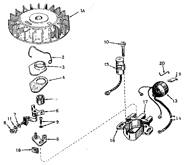 Magneto Diagram and Parts List for 143604022  Craftsman Engine