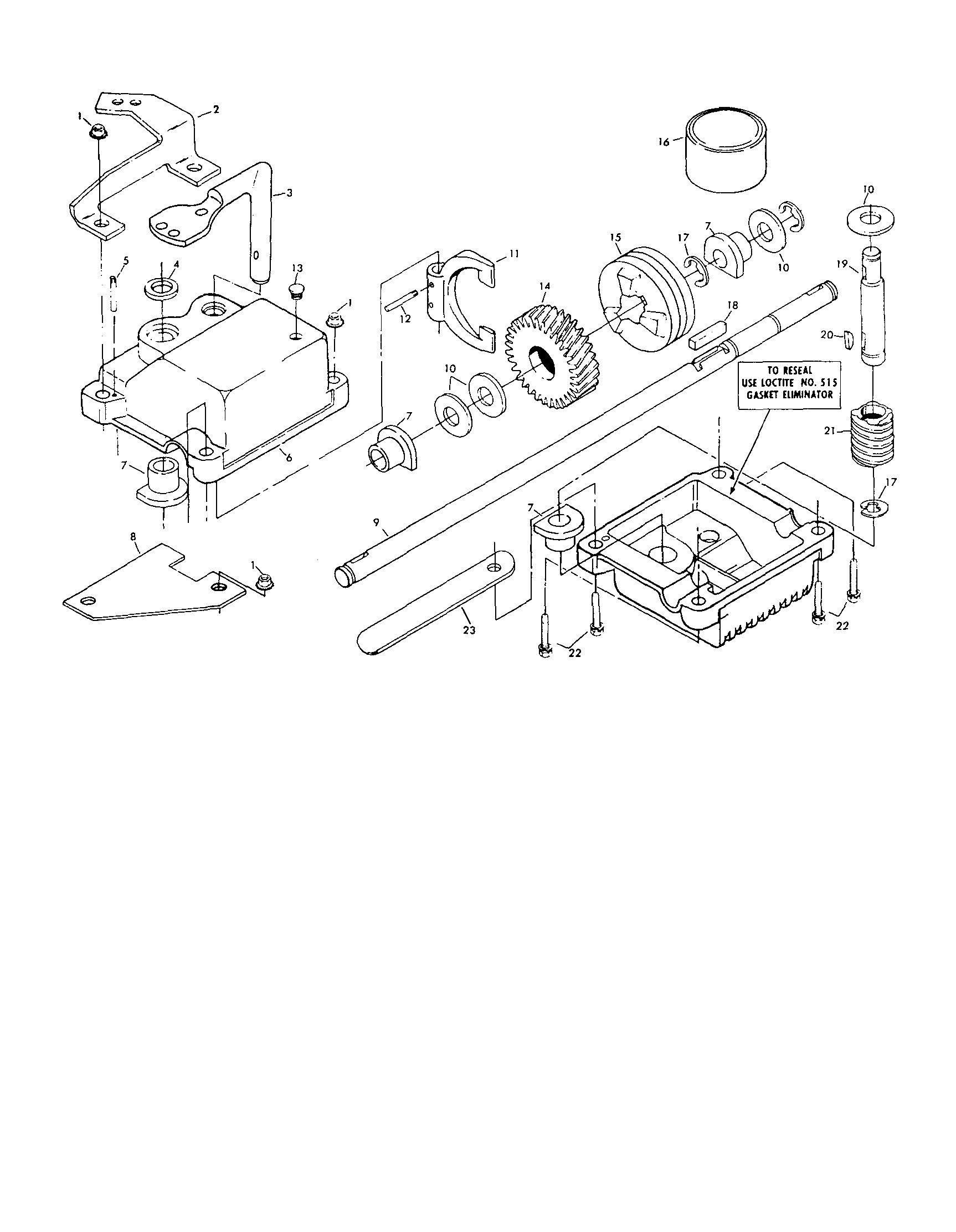 Gearcase Diagram and Parts List for 91788387  Craftsman Lawn Mower
