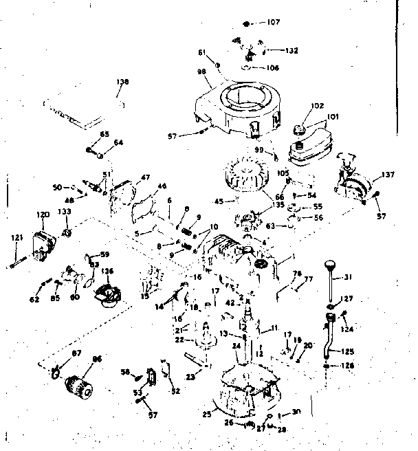 Basic Engine Diagram and Parts List for 143204102  Craftsman Engine