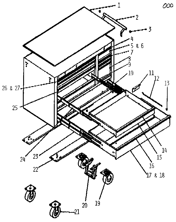 Unit Parts Diagram and Parts List for 706653180  Craftsman Tool Stand & Cart