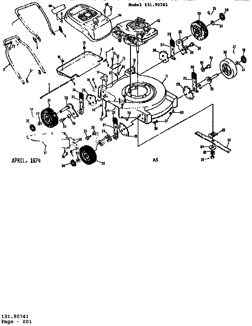 Replacement Parts Diagram and Parts List for 13190741  Craftsman Lawn Mower