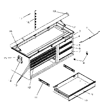 Chest Assy Diagram and Parts List for 706619280  Craftsman Tool Stand & Cart