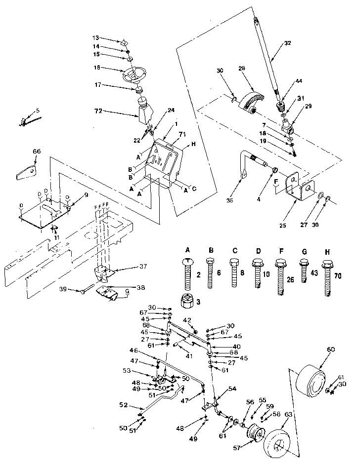 Steering And Front Axle Diagram and Parts List for 917259270  Craftsman Lawn Tractor