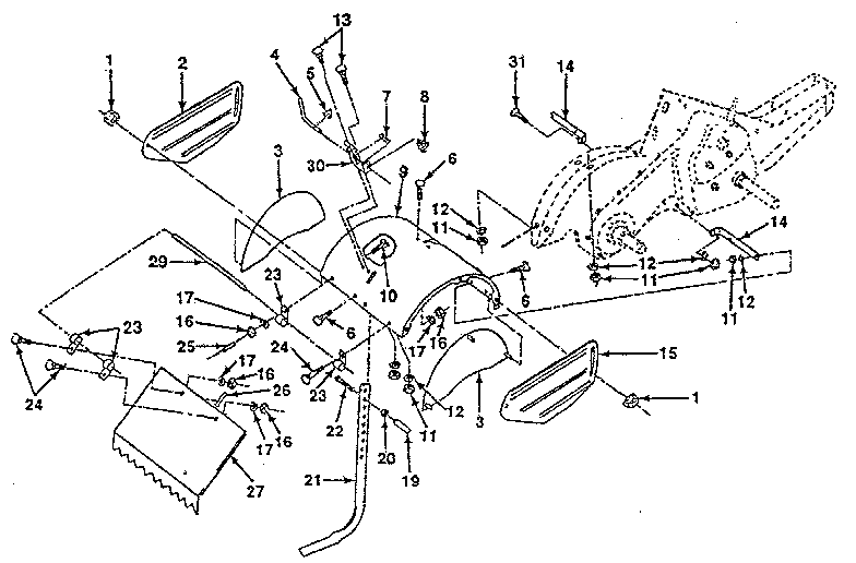 Tine Shield Diagram and Parts List for 917299711  Craftsman Tiller