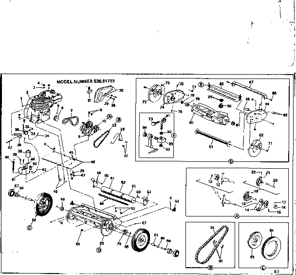 Reel Assembly Diagram and Parts List for 53681723  Craftsman Lawn Mower