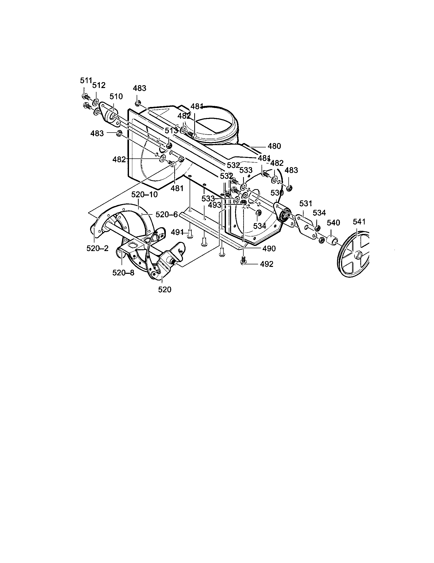 Auger Assembly Diagram and Parts List for 53688521200  Craftsman Snow Blower