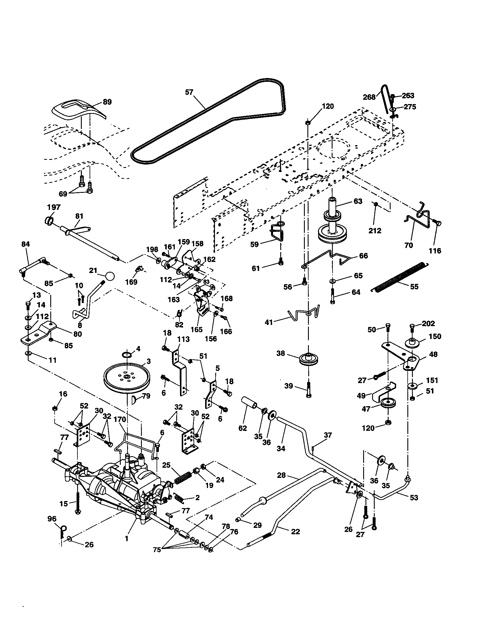 Drive Diagram and Parts List for 917277411  Craftsman Lawn Tractor