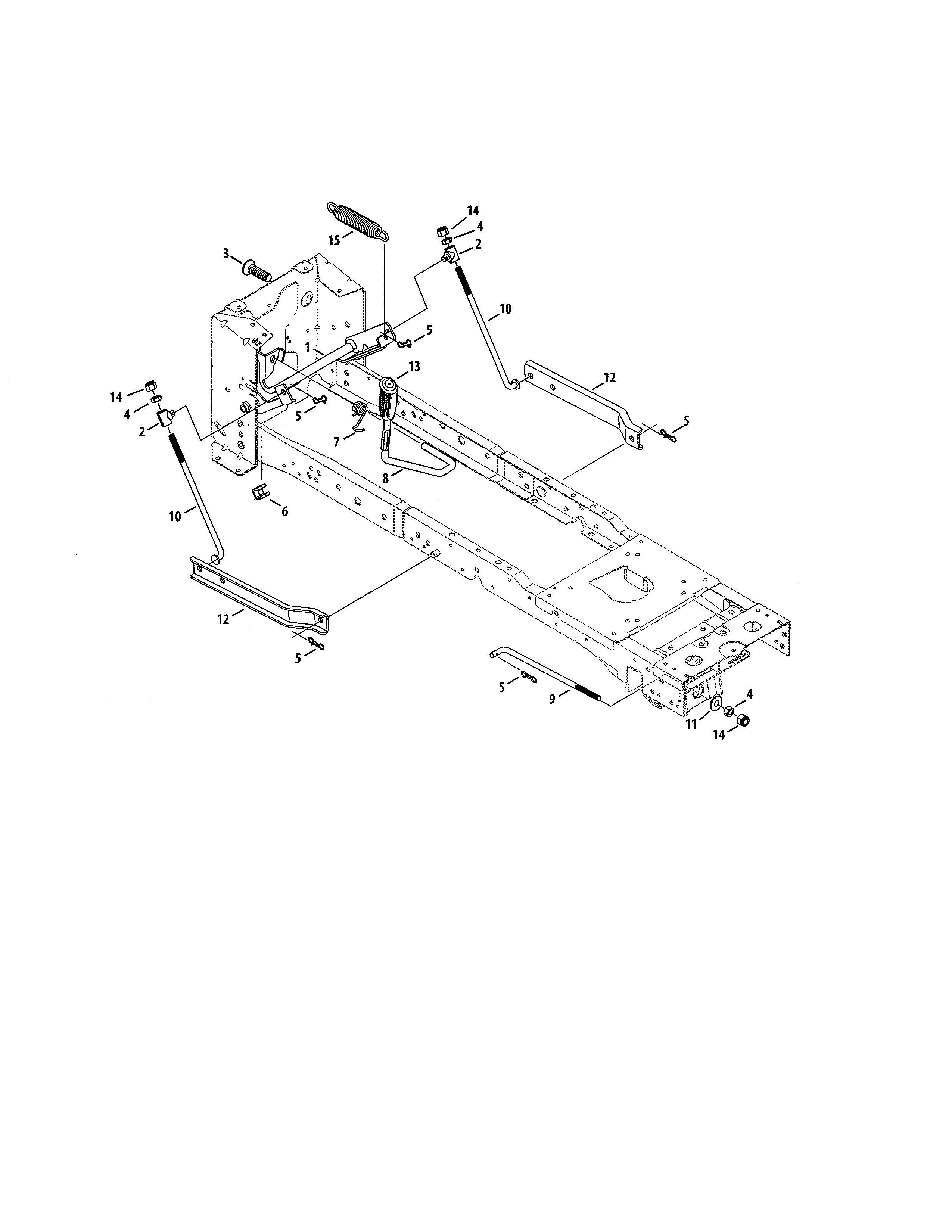 Deck Lift Diagram and Parts List for 247204470  Craftsman Lawn Tractor