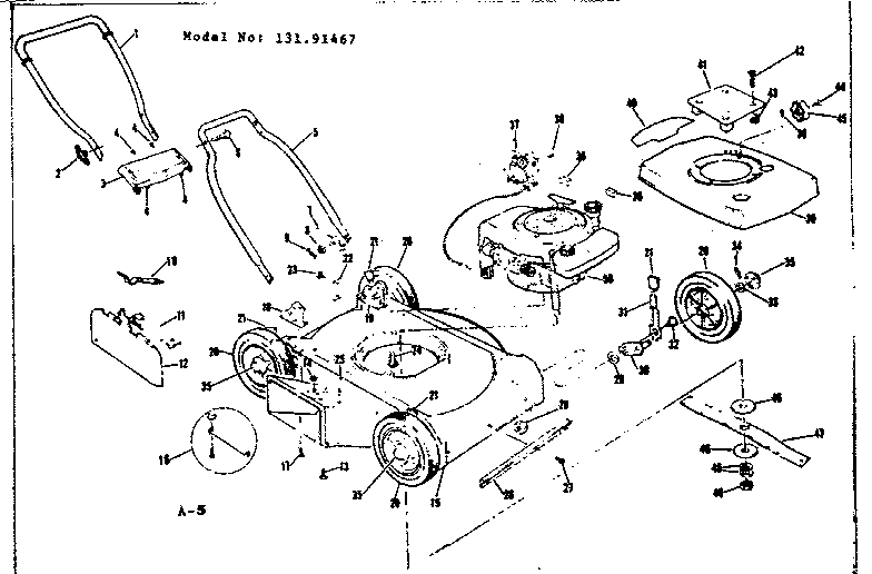 Replacement Parts Diagram and Parts List for 13191467  Craftsman Lawn Mower