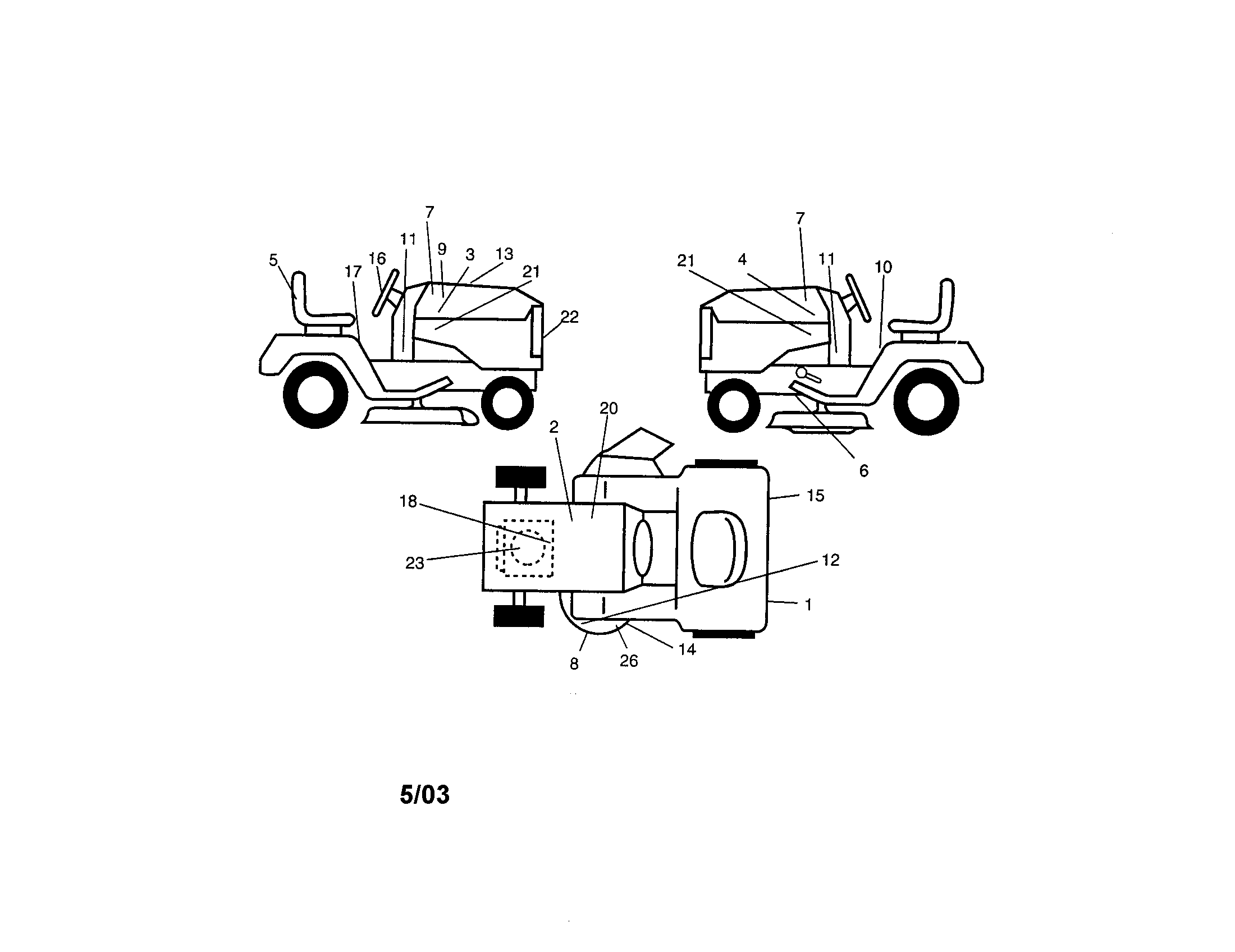 Decals Diagram and Parts List for 917273260  Craftsman Lawn Tractor