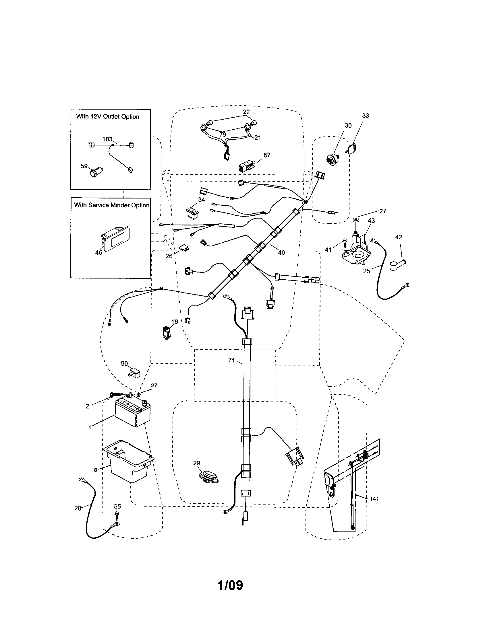 Electrical Diagram and Parts List for 917288142  Craftsman Lawn Tractor