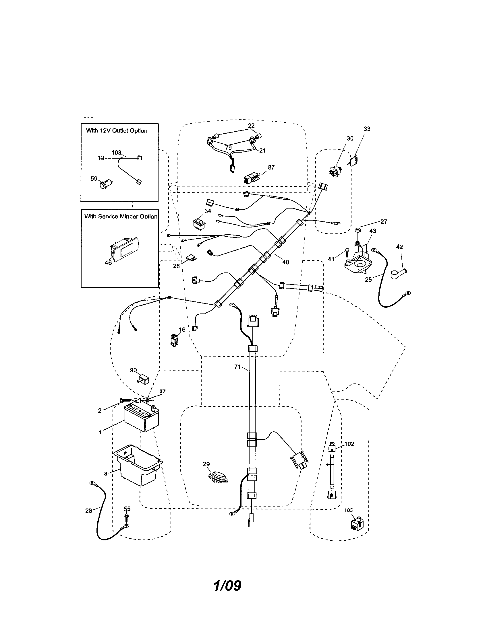 Electrical Diagram and Parts List for 917288360  Craftsman Lawn Tractor