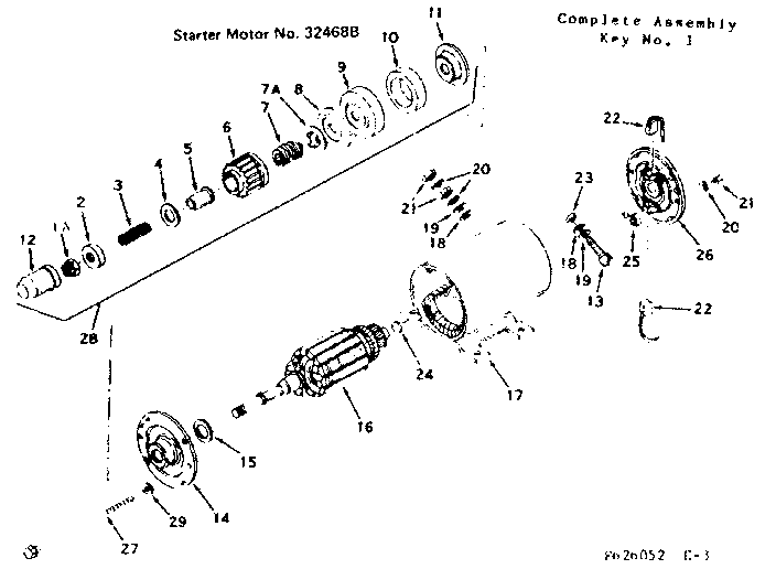 Starter Motor Diagram and Parts List for 143626052  Craftsman Engine