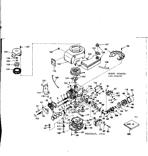 Replacement Parts Diagram and Parts List for 143246042  Craftsman Engine