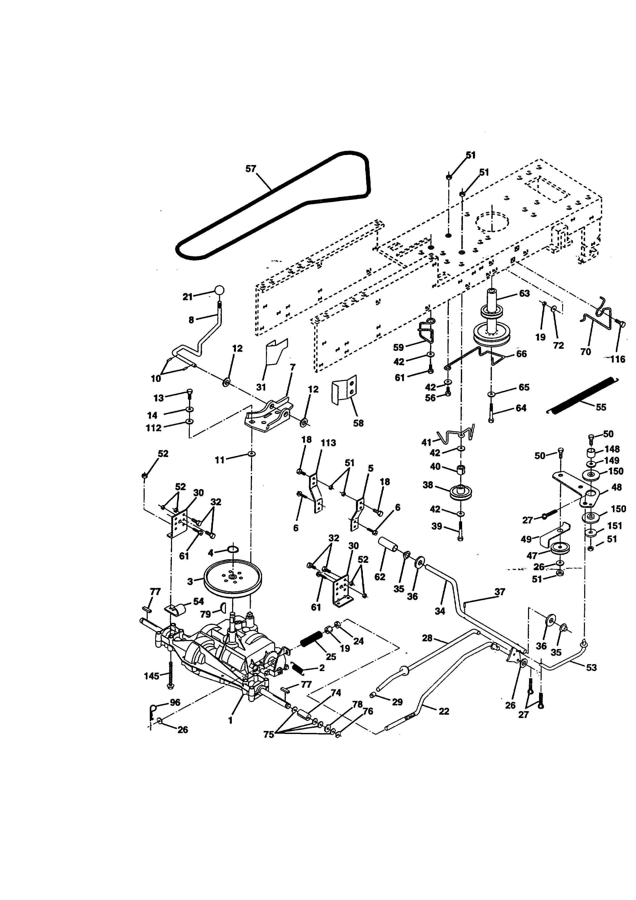 Ground Drive Diagram and Parts List for 917270512  Craftsman Lawn Tractor
