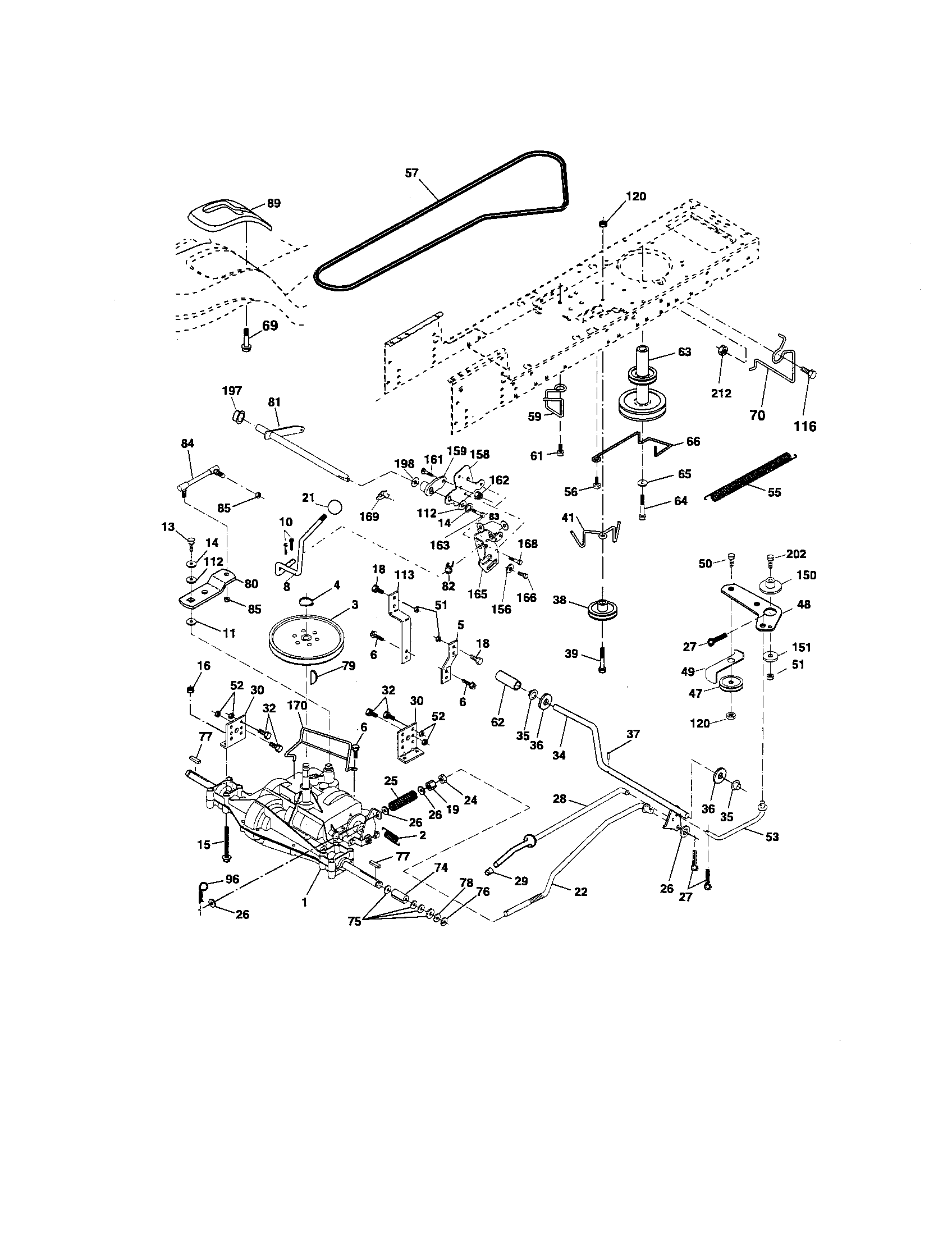 Ground Drive Diagram and Parts List for 917275751  Craftsman Lawn Tractor