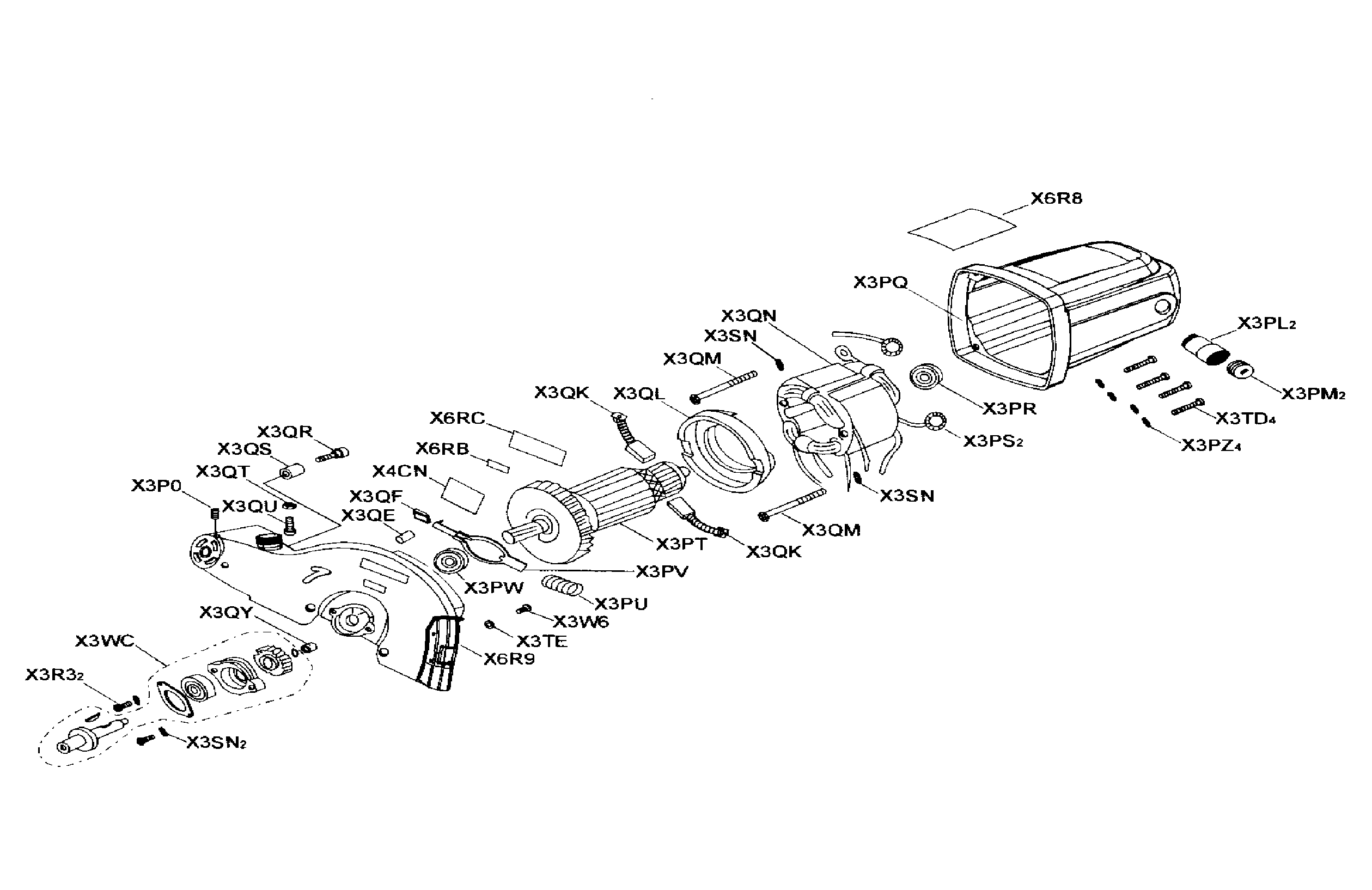 Motor Diagram and Parts List for 137212361  Craftsman Miter Saw