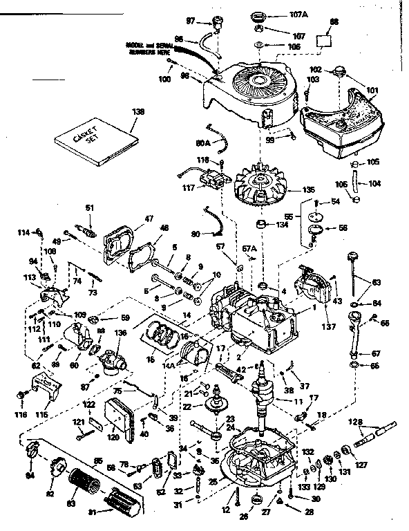 Engine Diagram and Parts List for 143344252  Craftsman Engine