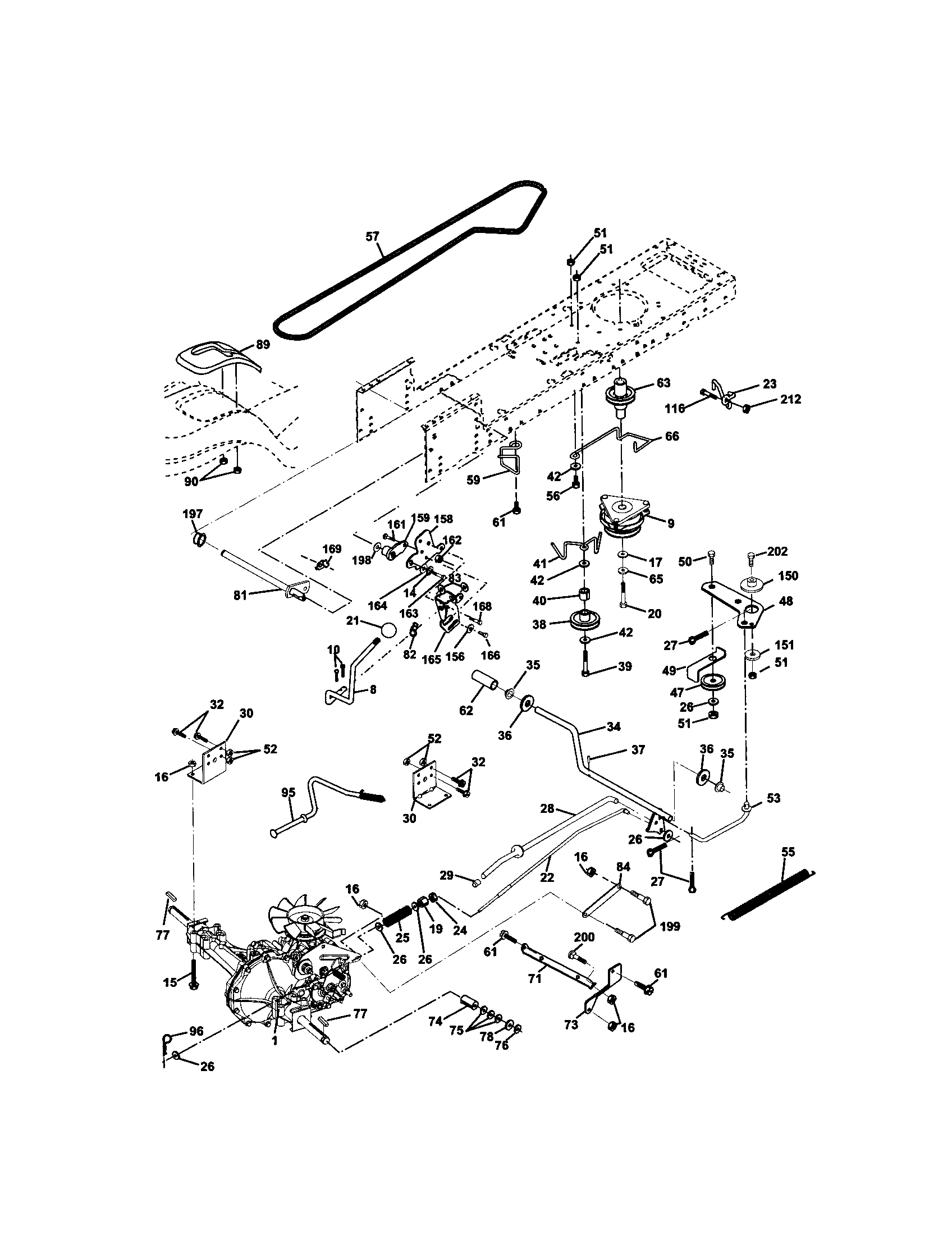Ground Drive Diagram and Parts List for 917272421  Craftsman Lawn Tractor