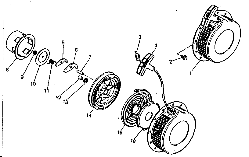 Recoil Starter System Diagram and Parts List for 636299950  Craftsman Engine