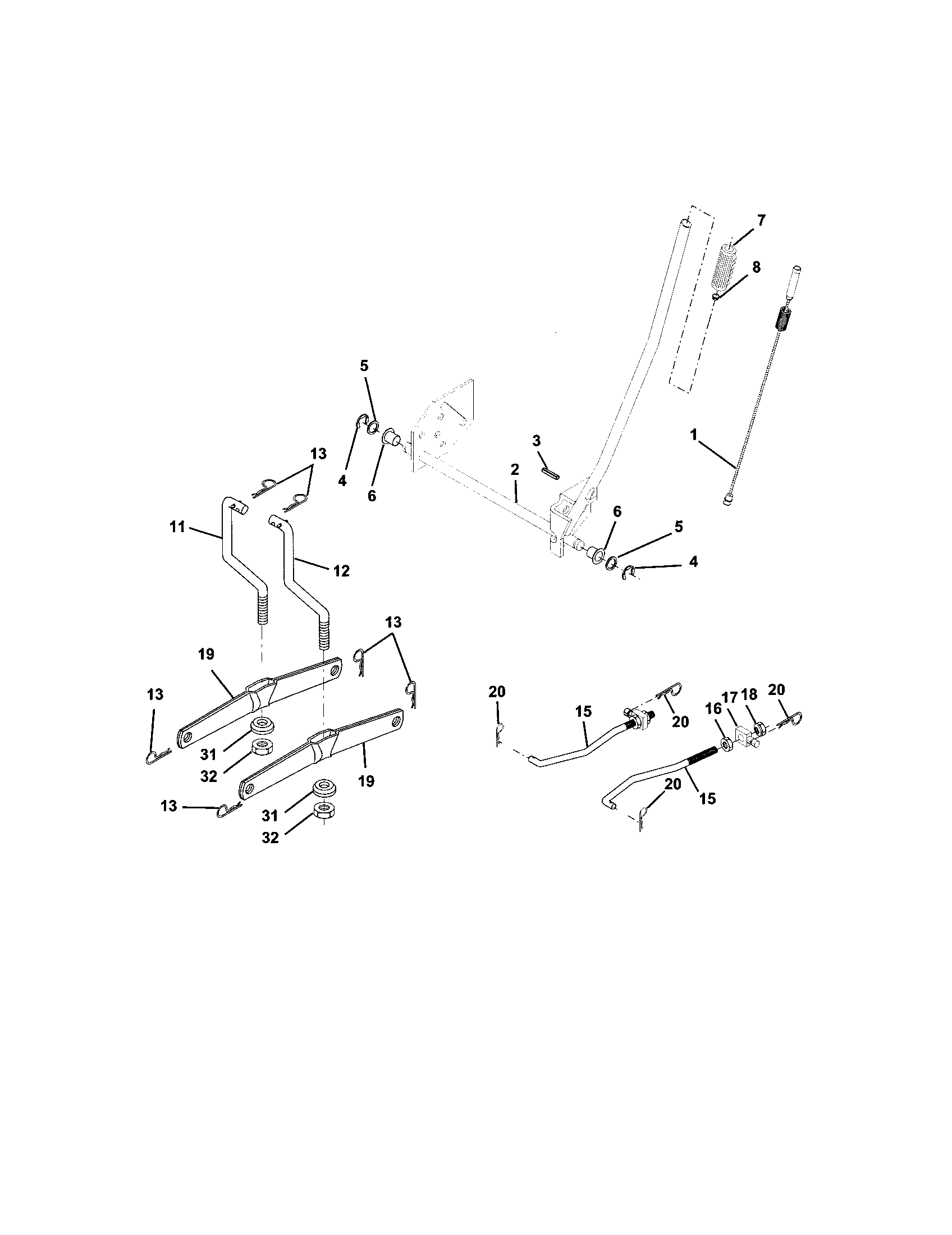 Lift Assembly Diagram and Parts List for 917272920  Craftsman Lawn Tractor