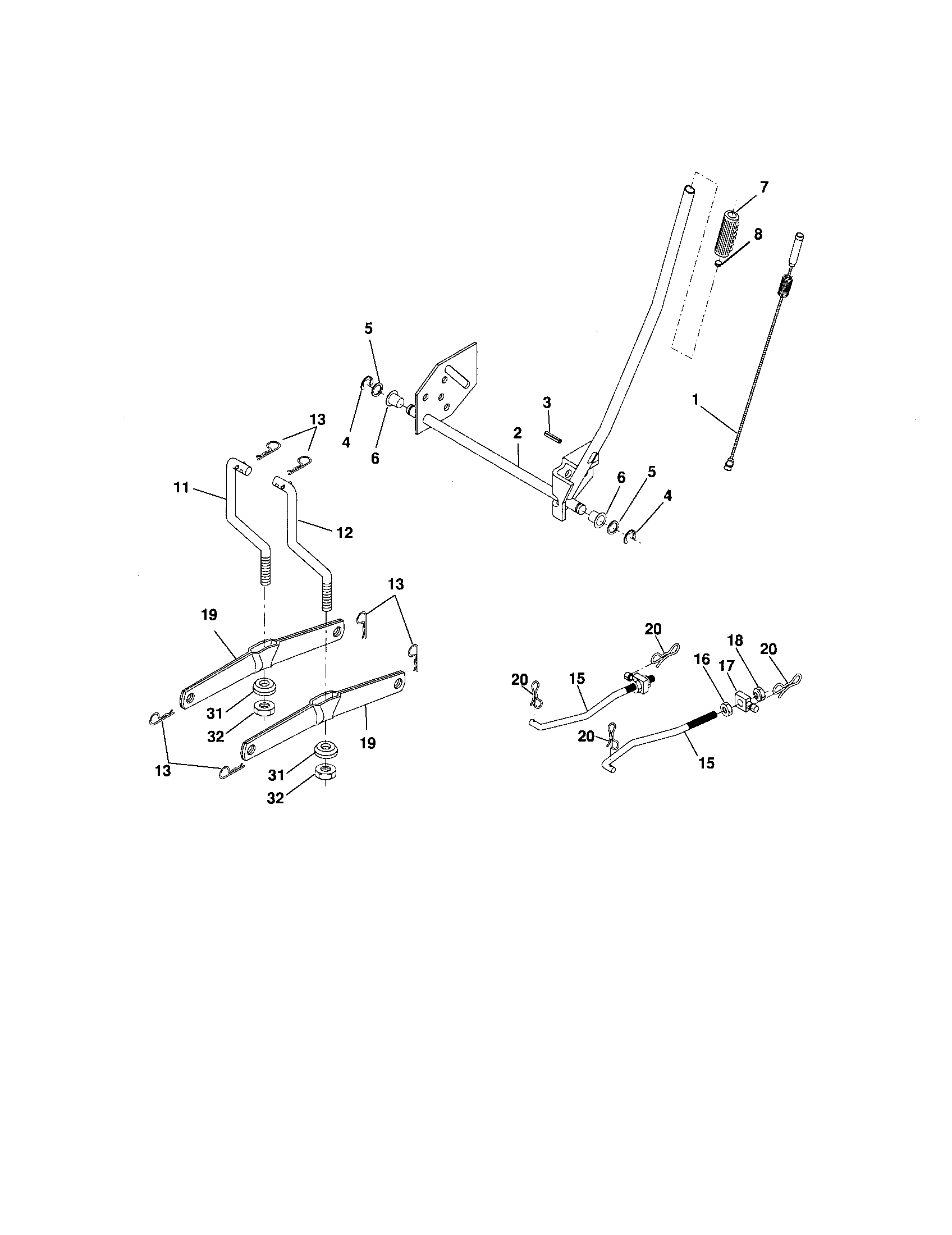 Lift Assembly Diagram and Parts List for 917276751  Craftsman Lawn Tractor