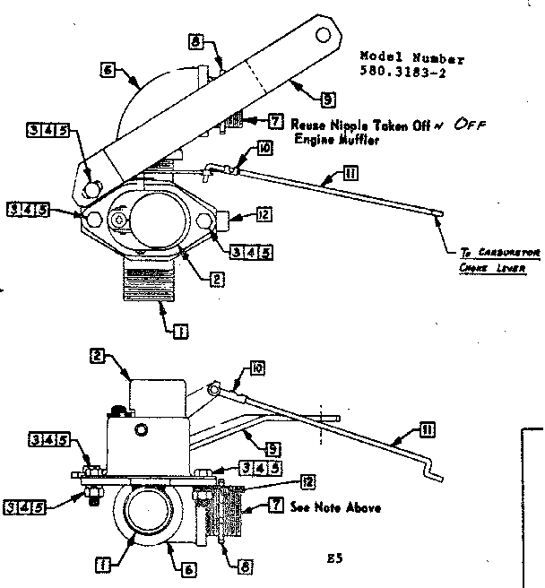 Choke Assembly Diagram and Parts List for 5803183-2  Craftsman Engine