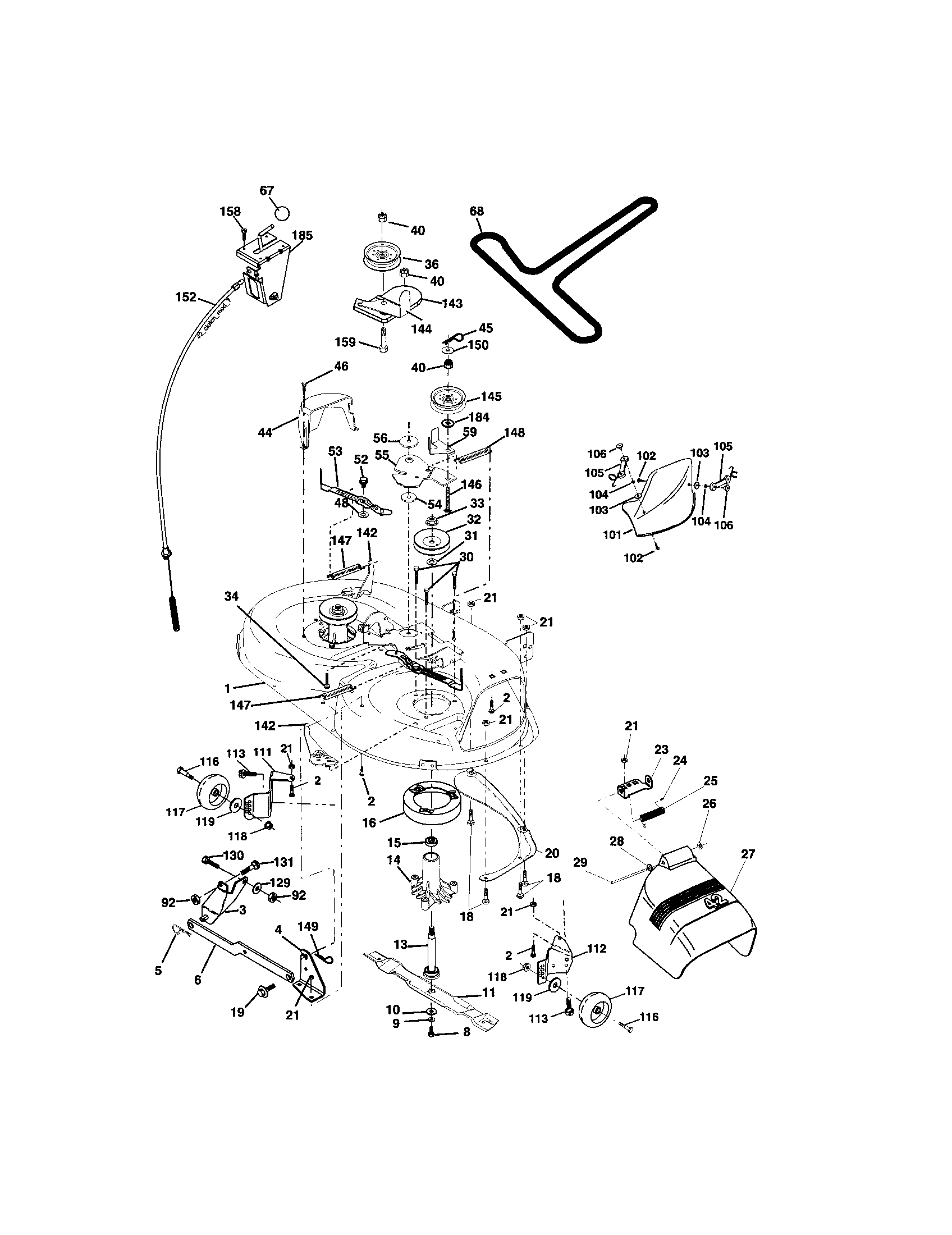 Mower Deck Diagram and Parts List for 917273800  Craftsman Lawn Tractor