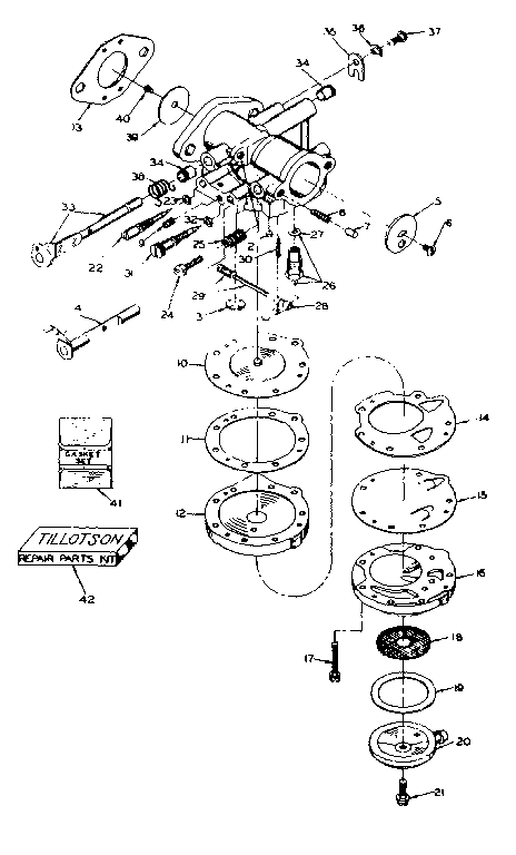 Tillotson Carburetor Diagram and Parts List for 91760004  Craftsman Chainsaw