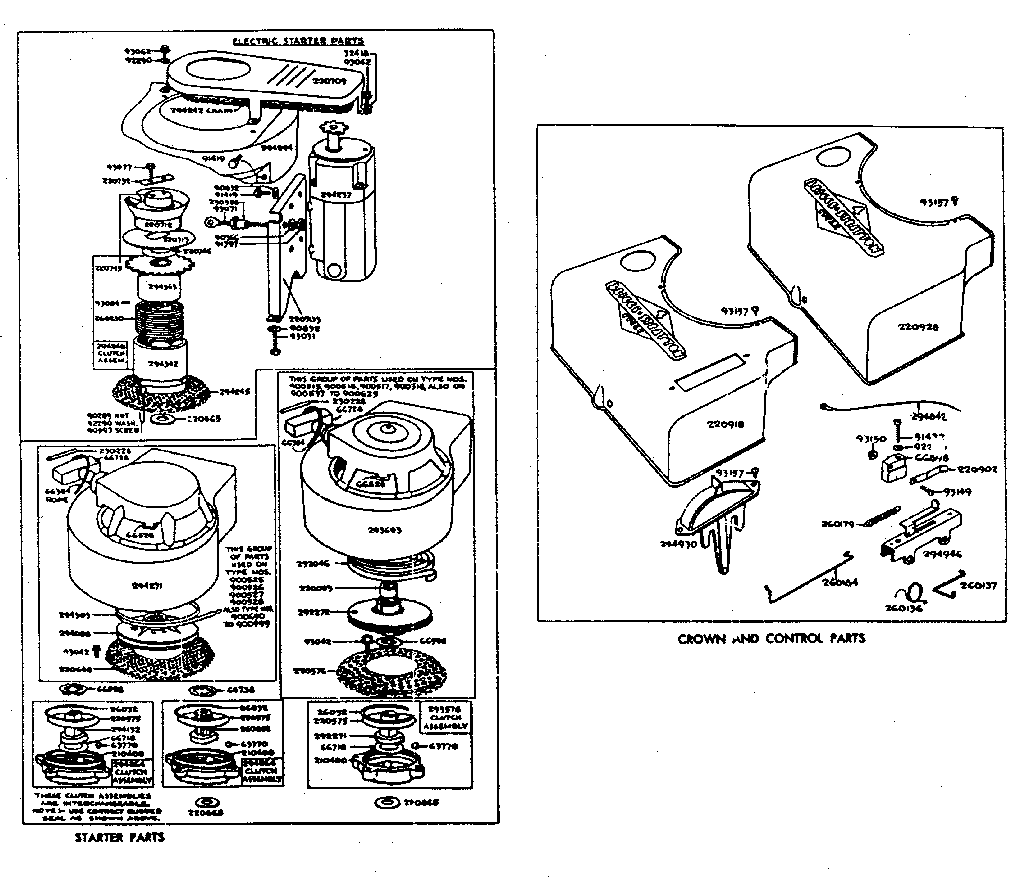 Starter Parts, Crown, & Control Parts Diagram and Parts List for 5006B-H  Craftsman Engine